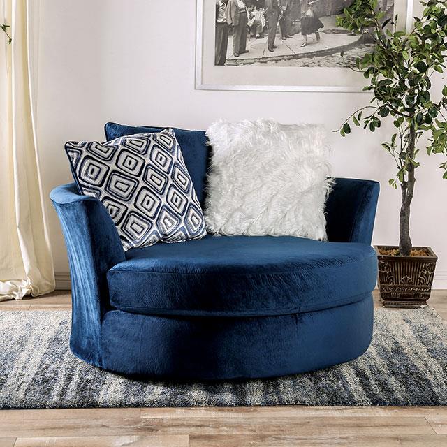 Furniture of America Waldport Swivel Chair, Navy