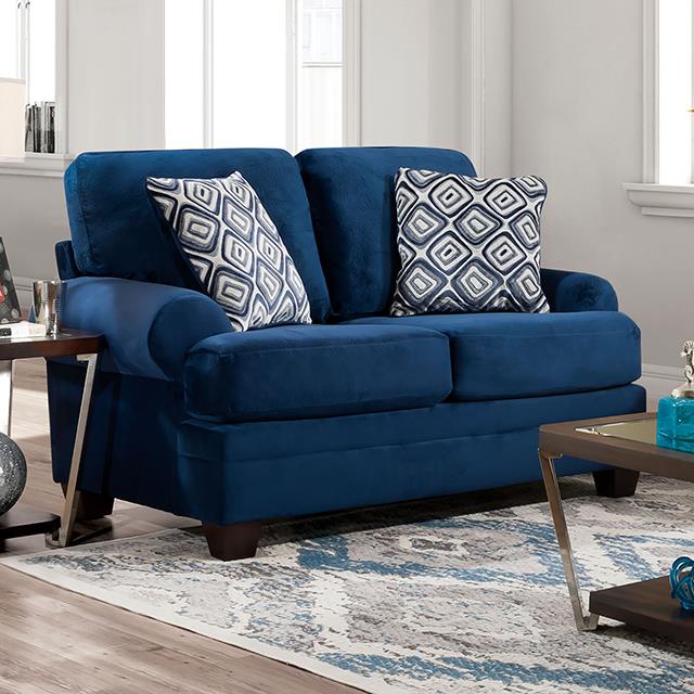 Furniture of America Waldstone Loveseat, Navy
