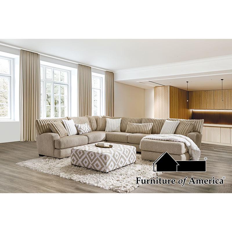 Furniture of America Loughton Sectional, Light Brown