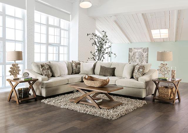 Furniture of America Mornington Sectional, Ivory/Brown