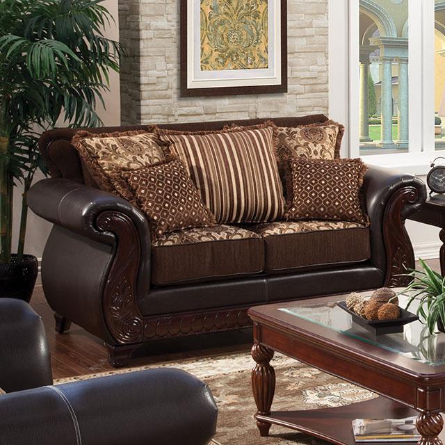 Furniture of America Franklin Loveseat, Dark Brown