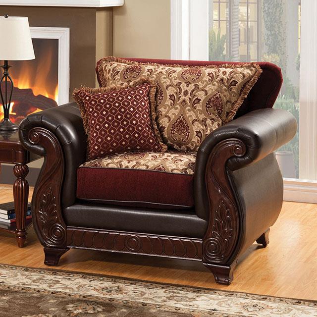 Furniture of America Franklin Chair, Burgundy