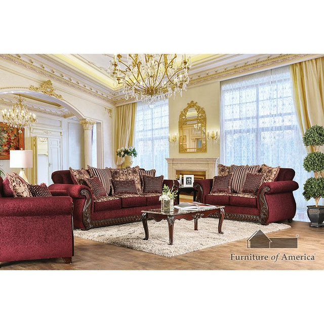 Furniture of America Tabitha Loveseat, Wine