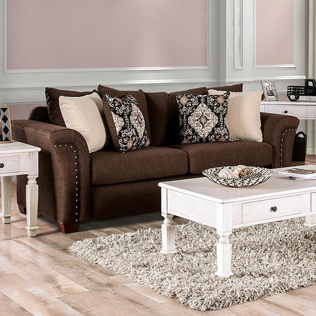 Furniture of America Belsize Sofa, Chocolate/Tan