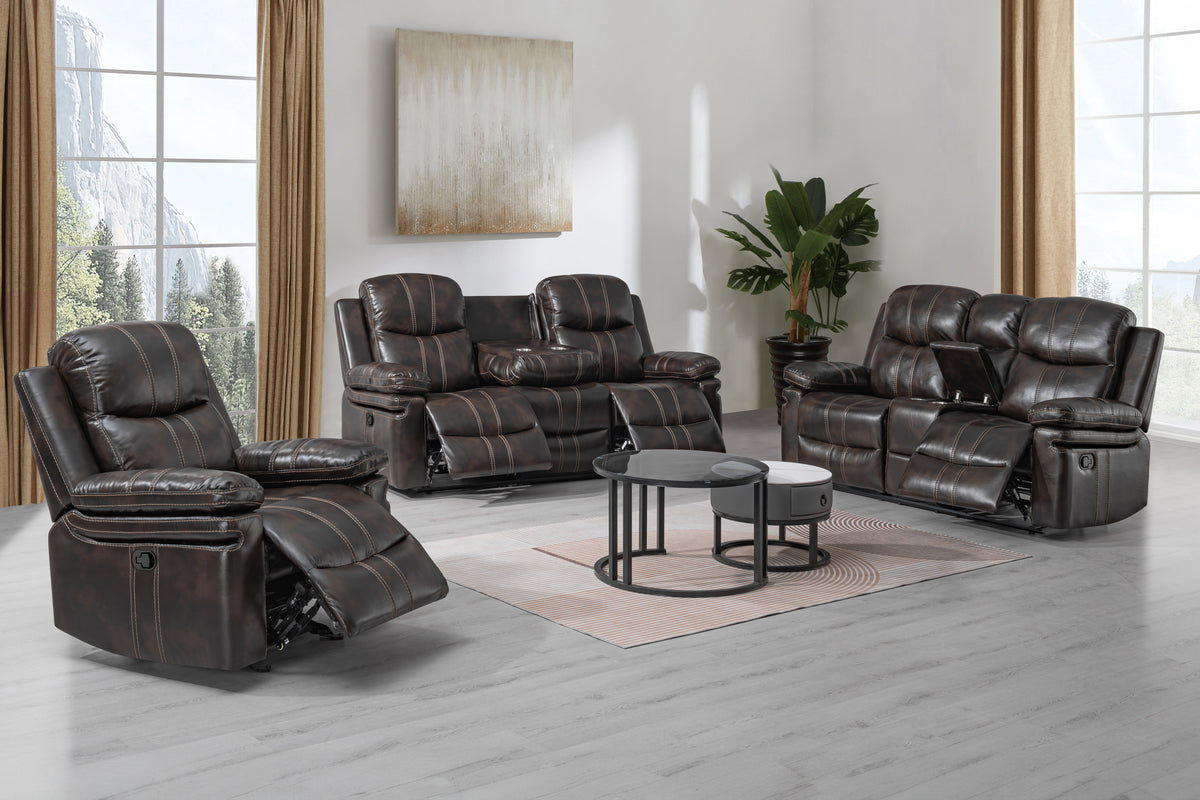 KELLEN MANUAL 2PC - SOFA / LOVE - BROWN