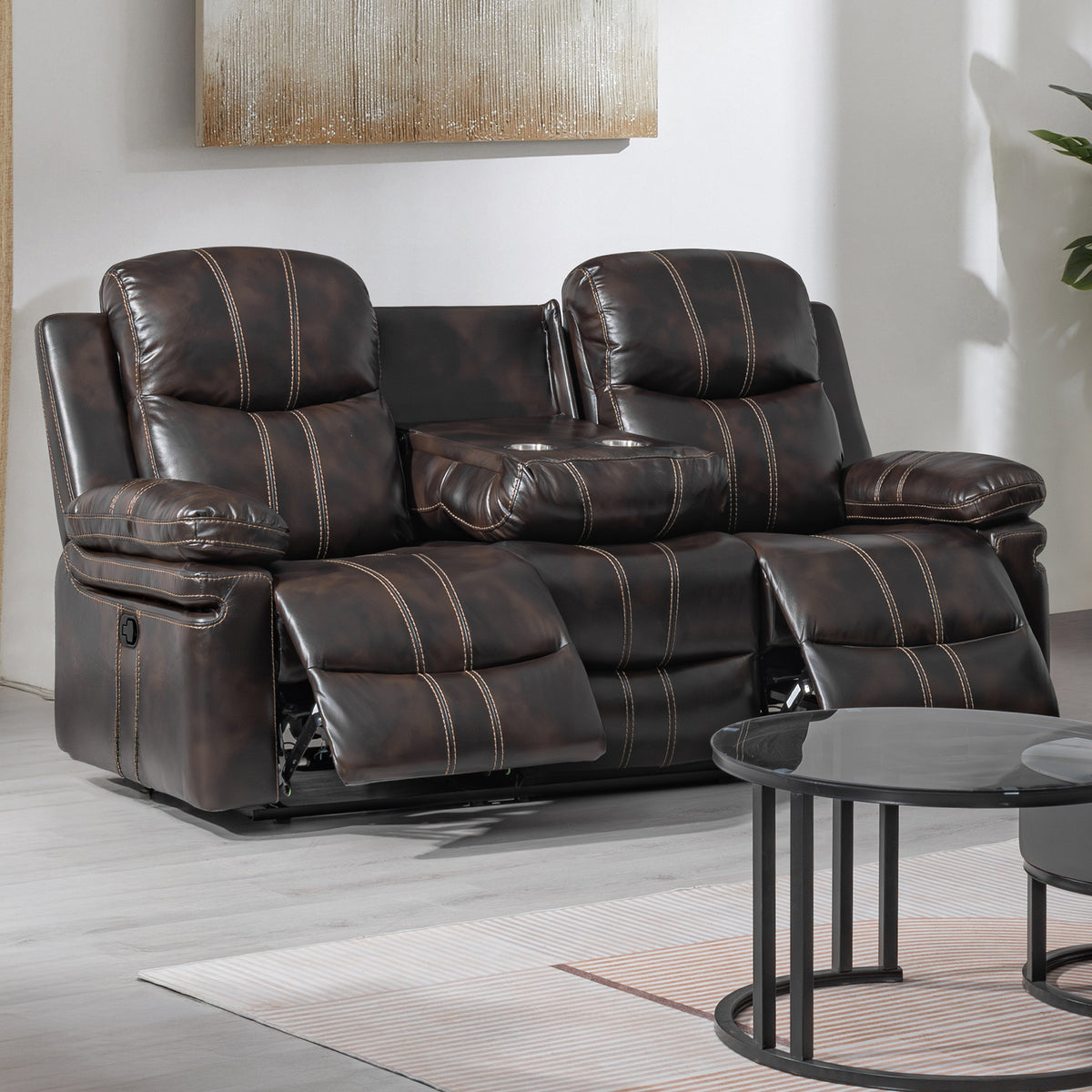 KELLEN MANUAL 2PC - SOFA / LOVE - BROWN